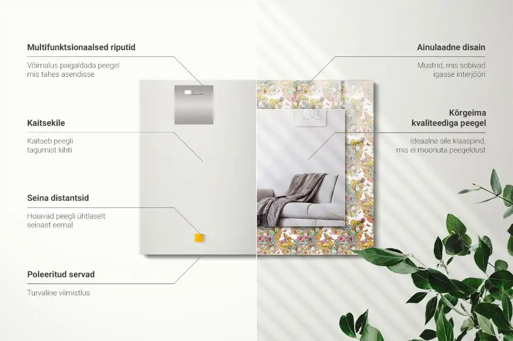 Obdĺžnikové ozdobné zrkadlo Farebné motýle kvety