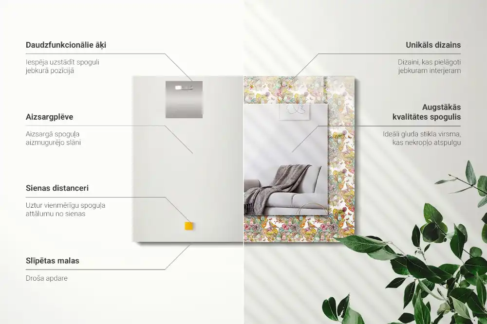 Obdĺžnikové ozdobné zrkadlo Farebné motýle kvety