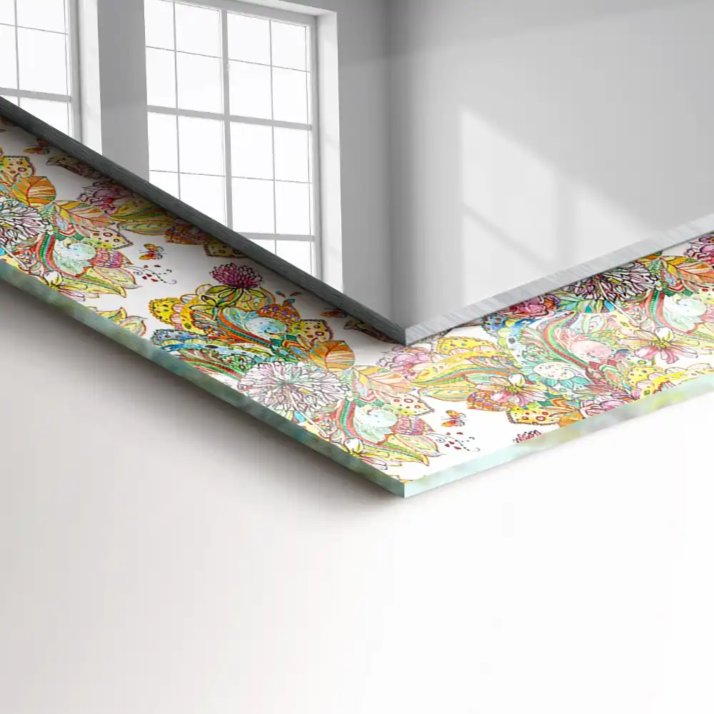 Obdĺžnikové ozdobné zrkadlo Farebné motýle kvety