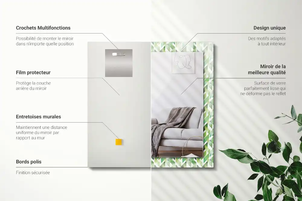 Obdĺžnikové ozdobné zrkadlo Zelený geometrický vzor