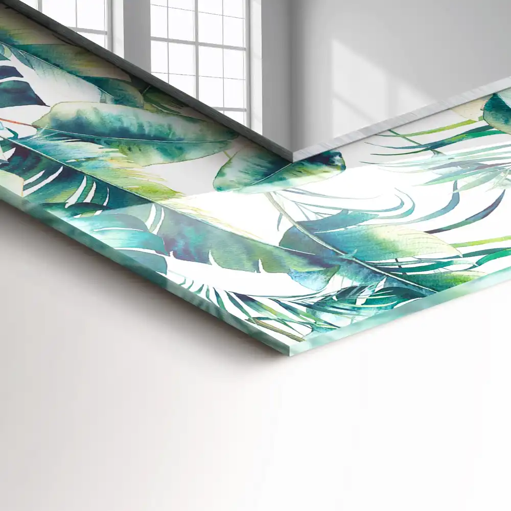 Obdĺžnikové dekoračné zrkadlo Zelené tropické listy