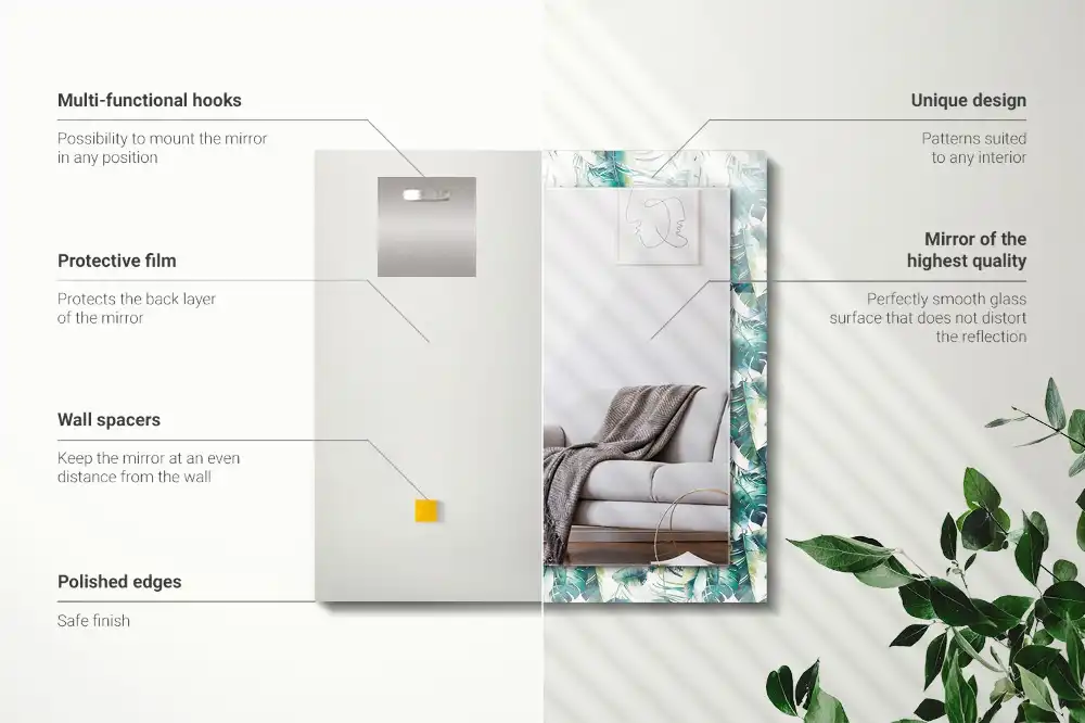 Obdĺžnikové dekoračné zrkadlo Zelené tropické listy