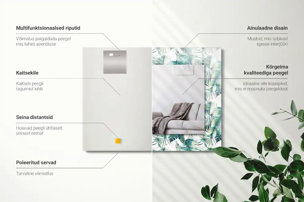 Obdĺžnikové dekoračné zrkadlo Zelené tropické listy