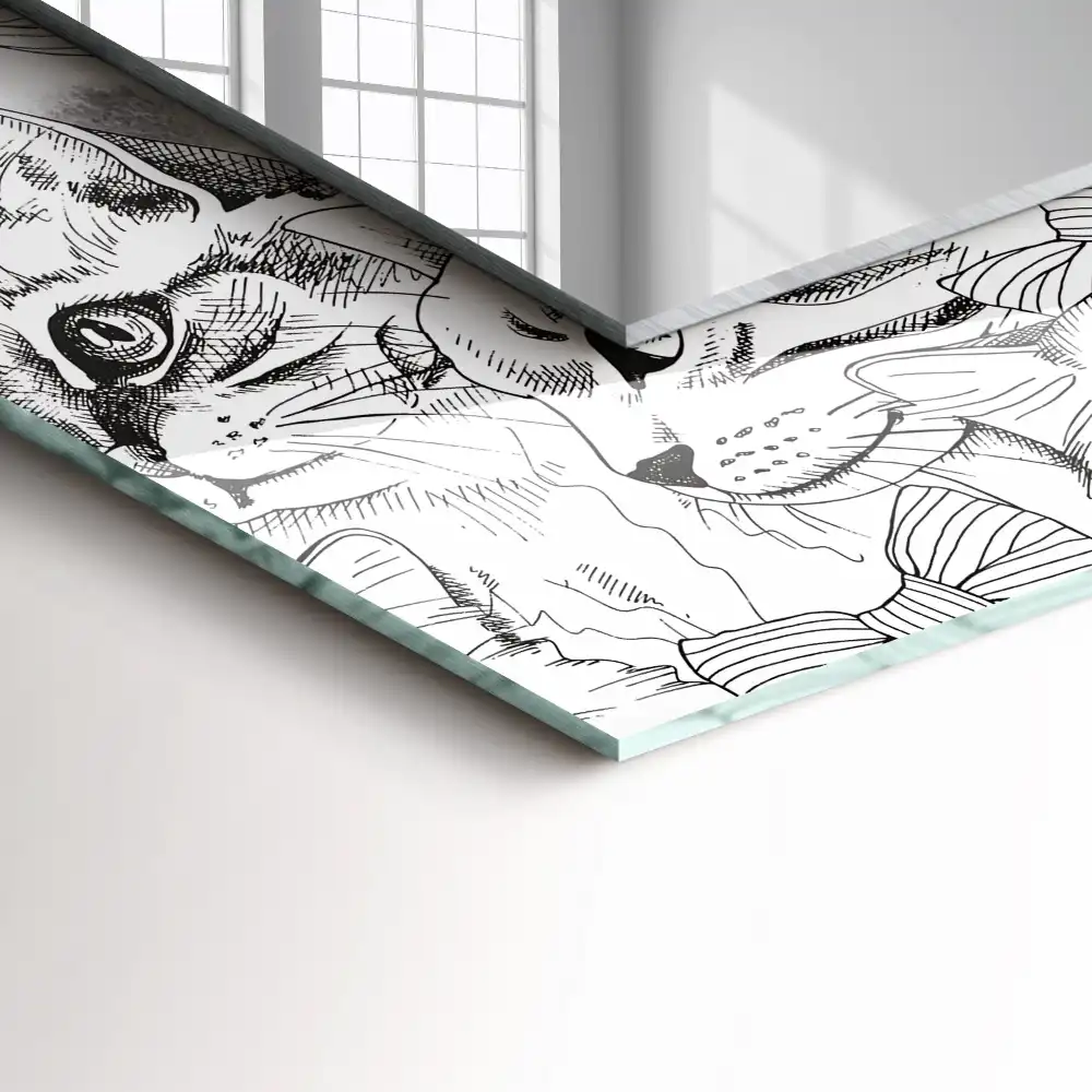 Obdĺžnikové zrkadlo s motívom Mačky v motýlikoch