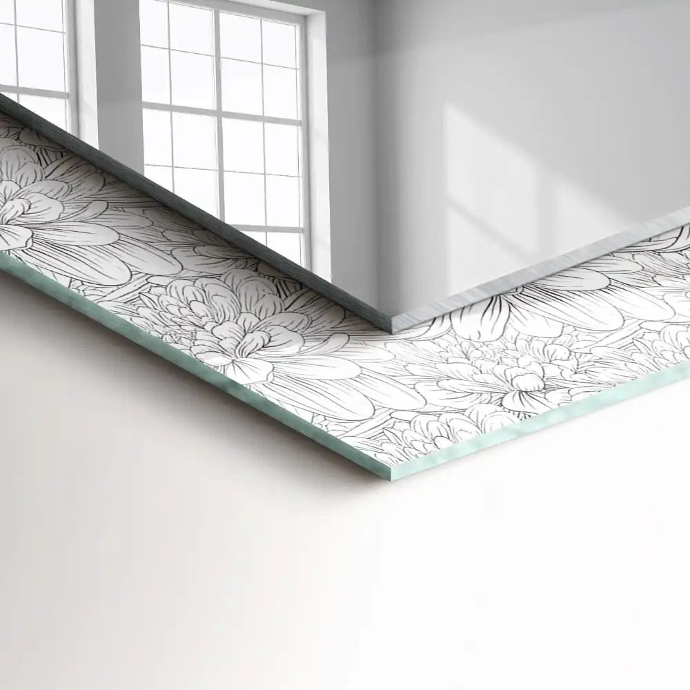 Obdĺžnikové ozdobné zrkadlo Kvetinový monochromatický vzor