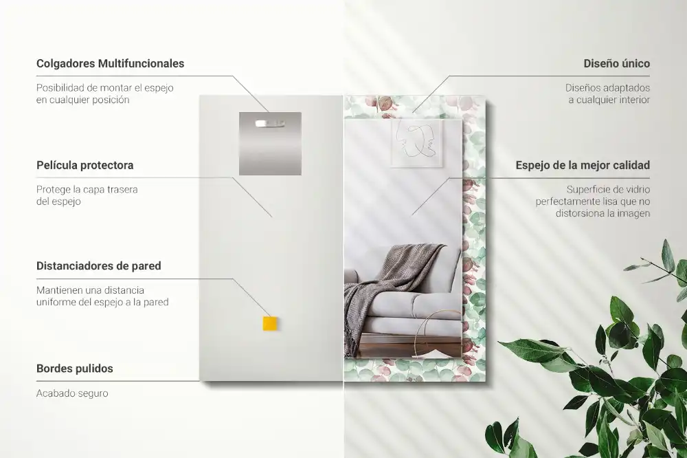 Obdĺžnikové dekoračné zrkadlo Akvarelové listy