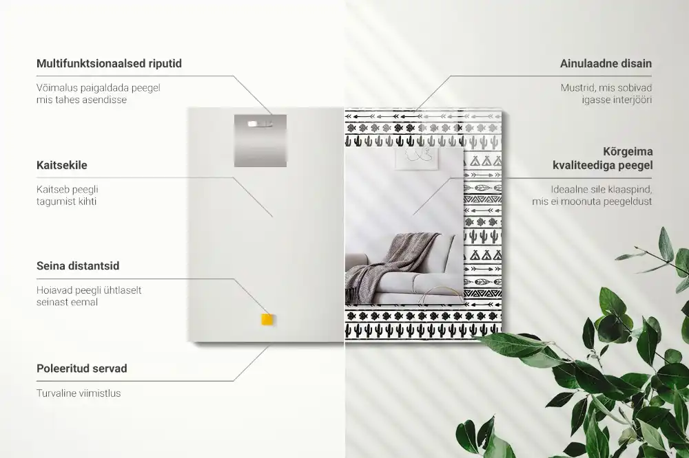 Obdĺžnikové zrkadlo s motívom Kaktusy šípovité típi