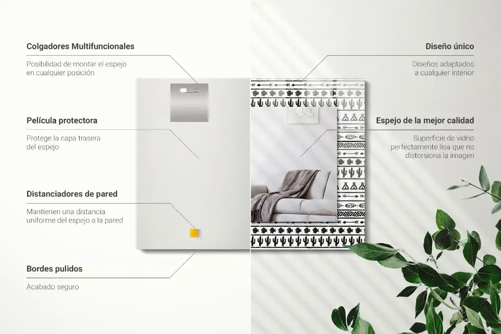 Obdĺžnikové zrkadlo s motívom Kaktusy šípovité típi