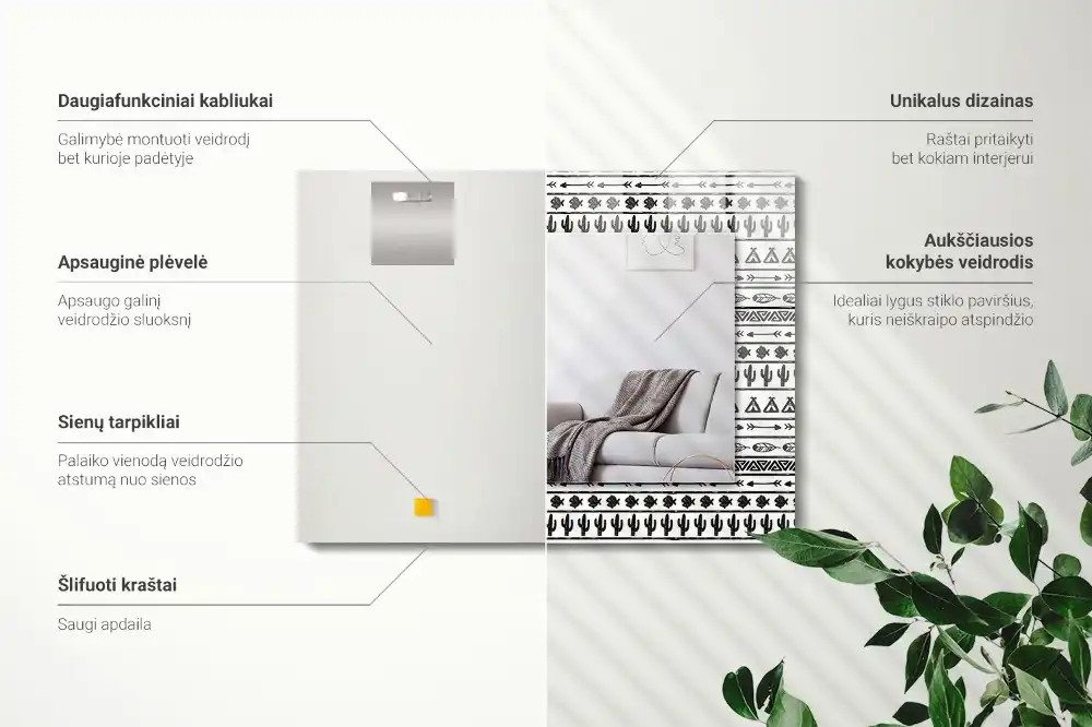 Obdĺžnikové zrkadlo s motívom Kaktusy šípovité típi