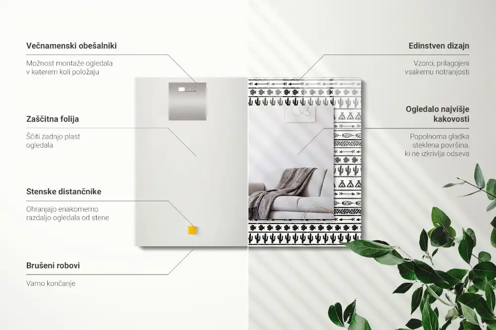 Obdĺžnikové zrkadlo s motívom Kaktusy šípovité típi