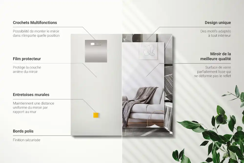 Obdĺžnikové dekoračné zrkadlo Banánové listy