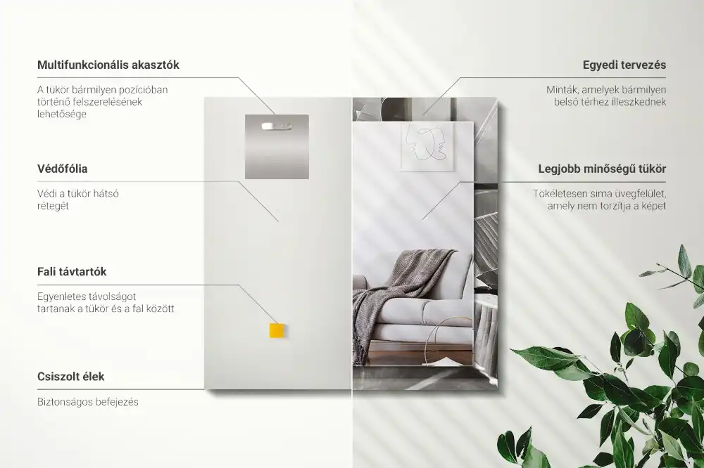 Obdĺžnikové dekoračné zrkadlo Banánové listy