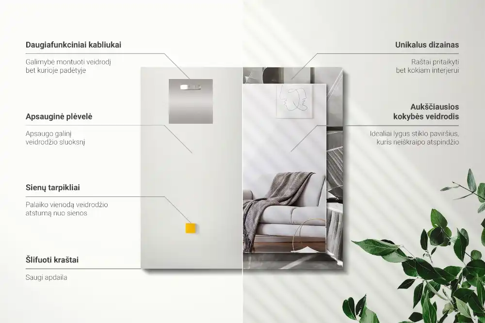 Obdĺžnikové dekoračné zrkadlo Banánové listy