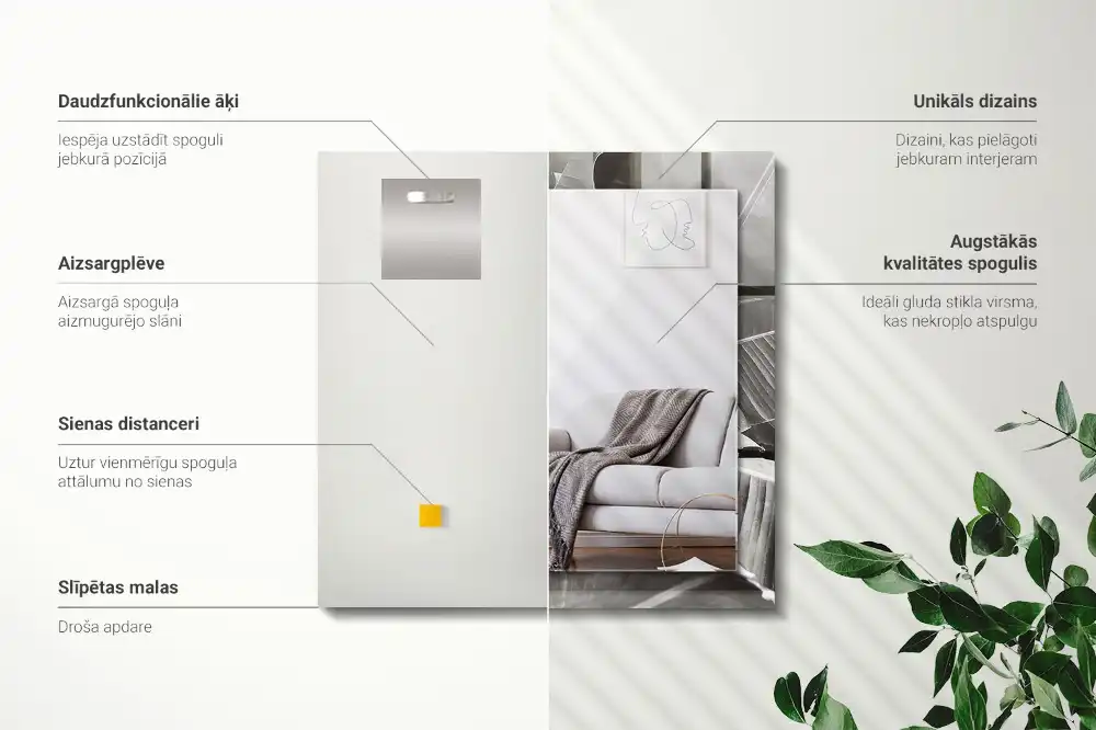 Obdĺžnikové dekoračné zrkadlo Banánové listy