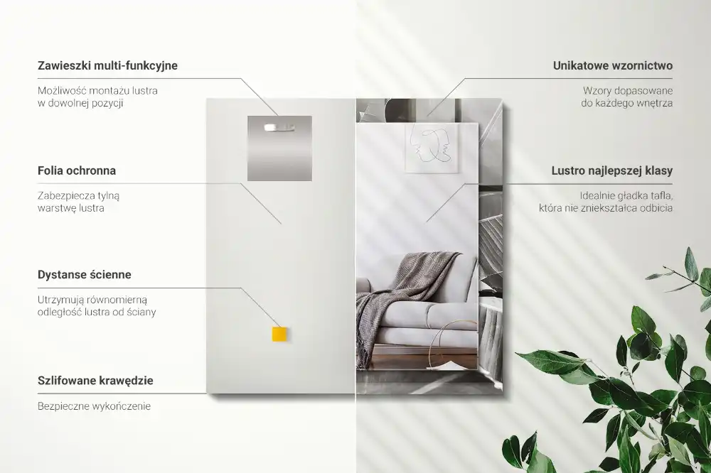 Obdĺžnikové dekoračné zrkadlo Banánové listy