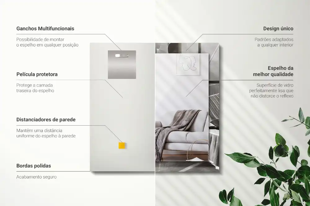 Obdĺžnikové dekoračné zrkadlo Banánové listy