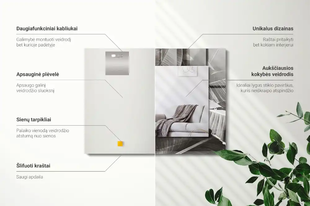 Obdĺžnikové dekoračné zrkadlo Banánové listy