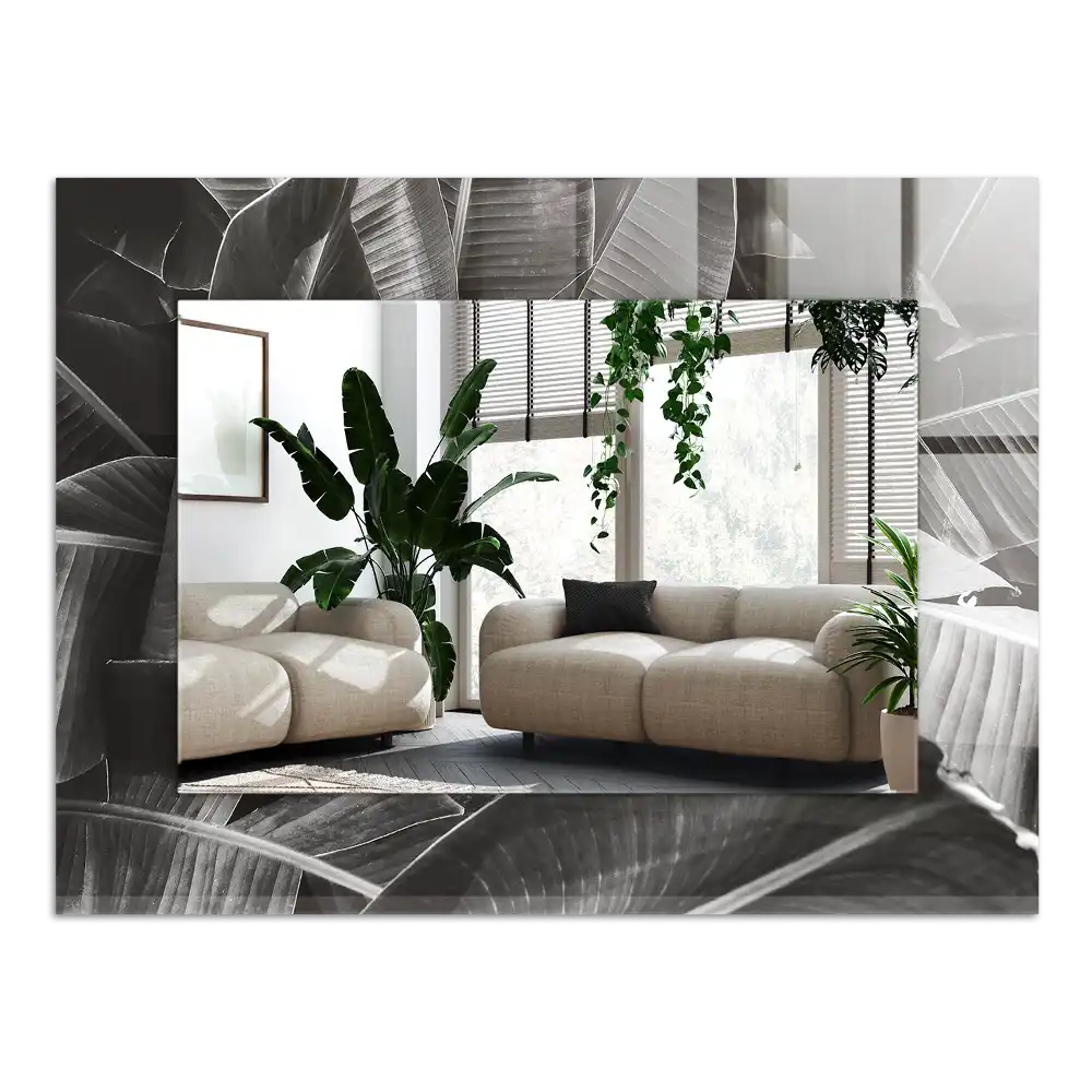 Obdĺžnikové dekoračné zrkadlo Banánové listy