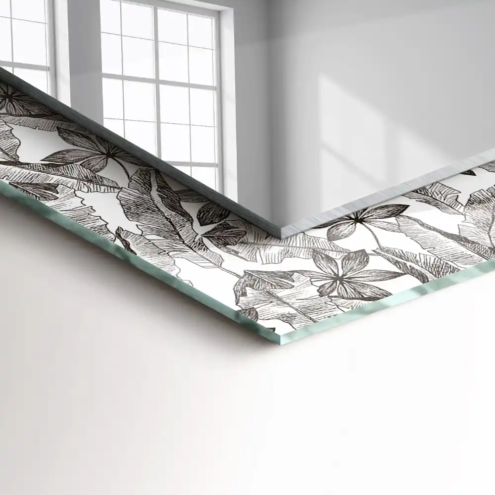 Obdĺžnikové ozdobné zrkadlo Listy a kvety