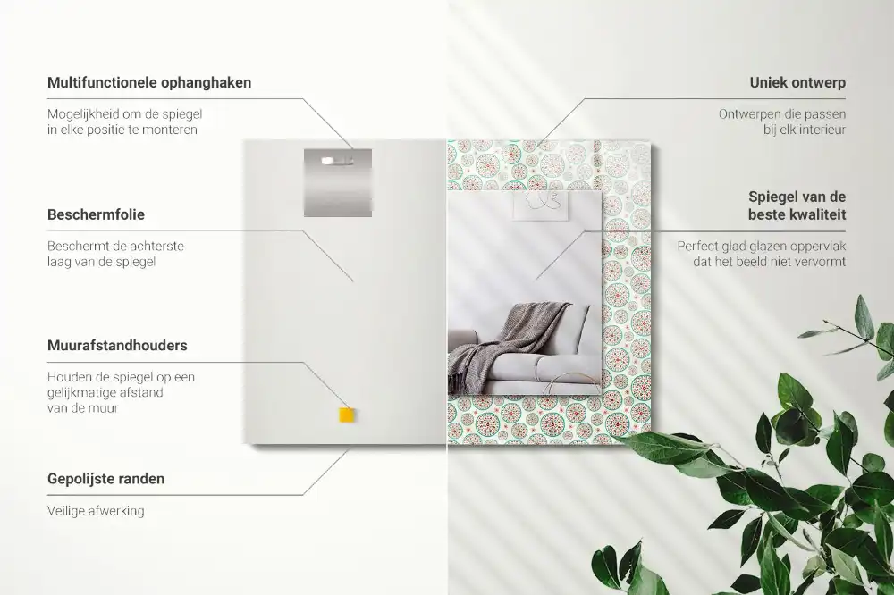 Obdĺžnikové zrkadlo s motívom Farebný kruhový vzor