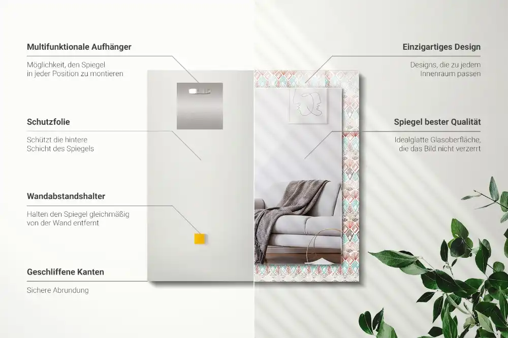 Obdĺžnikové ozdobné zrkadlo Farebný geometrický vzor