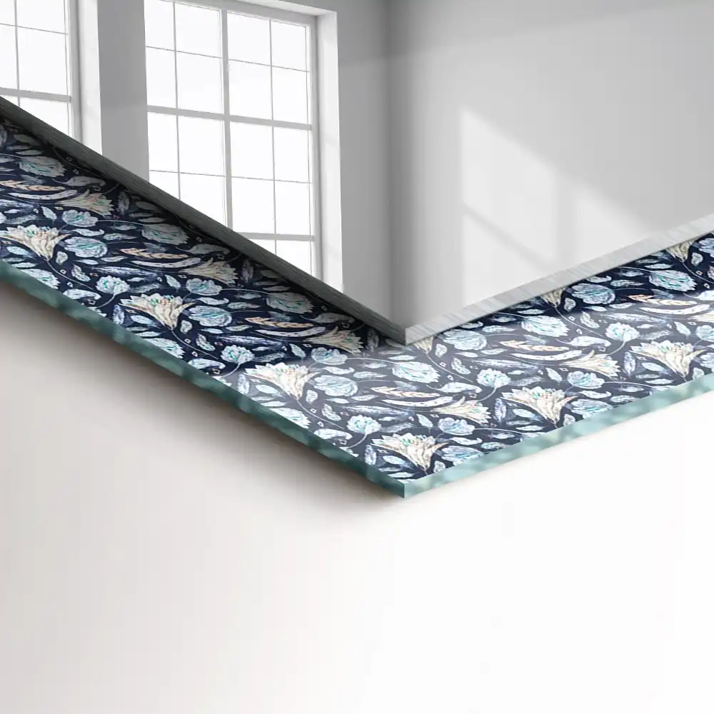 Obdĺžnikové dekoračné zrkadlo Modrý kvetinový vzor