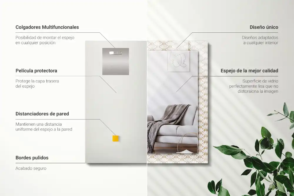 Obdĺžnikové zrkadlo s motívom Geometrický vzor kvetu