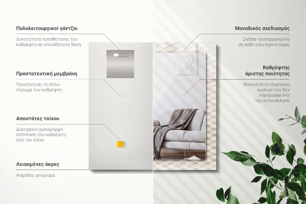 Obdĺžnikové zrkadlo s motívom Geometrický vzor kvetu