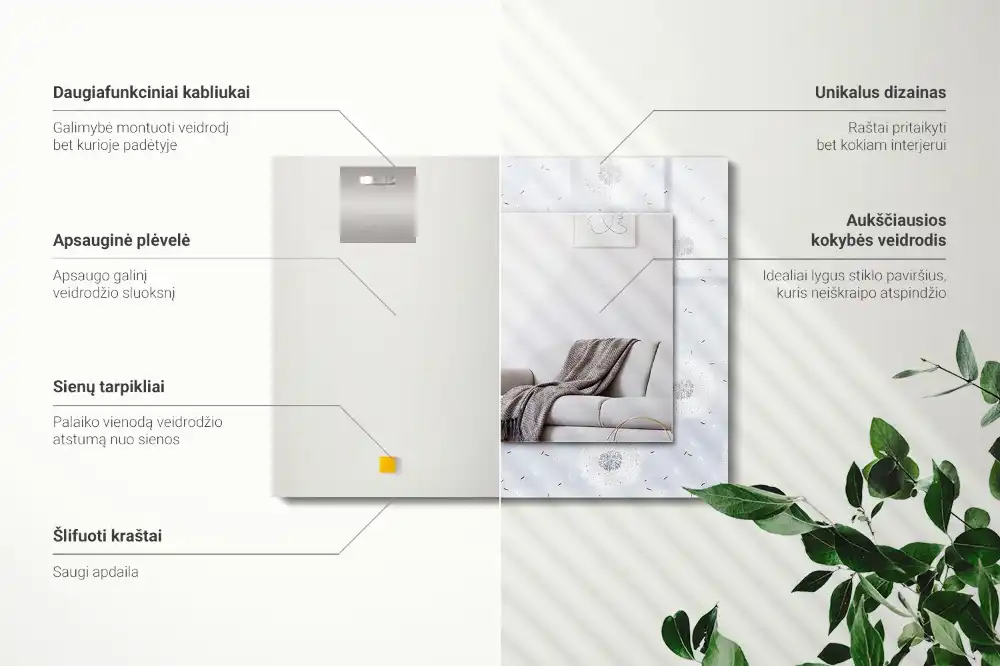 Obdĺžnikové ozdobné zrkadlo Kvety púpavy