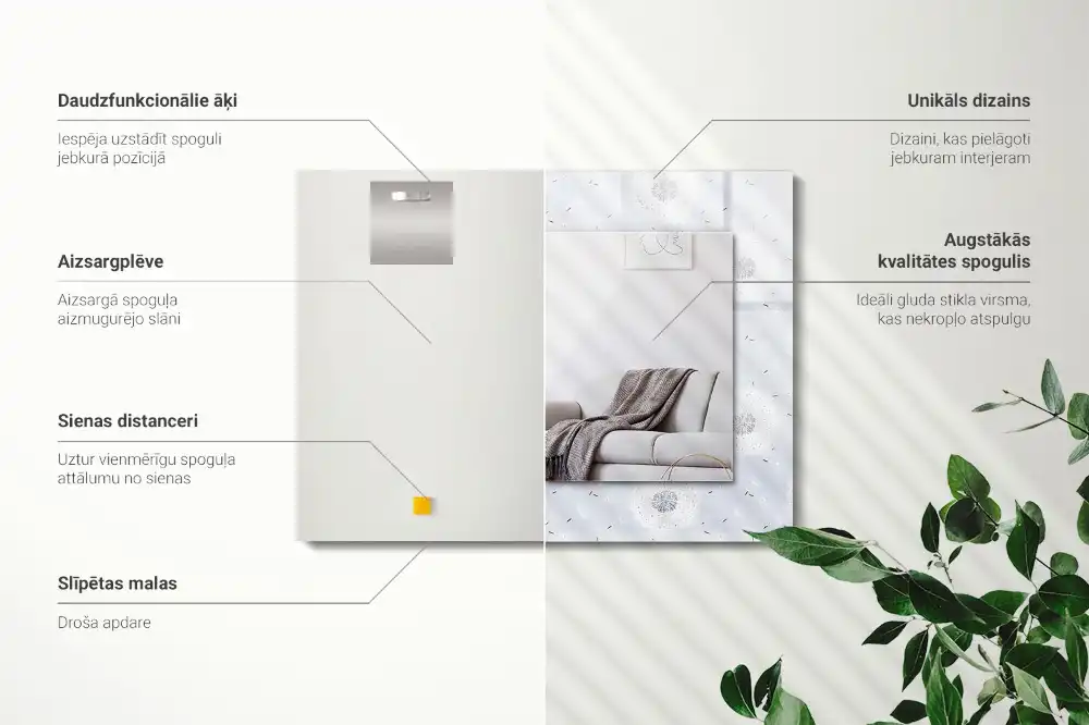 Obdĺžnikové ozdobné zrkadlo Kvety púpavy