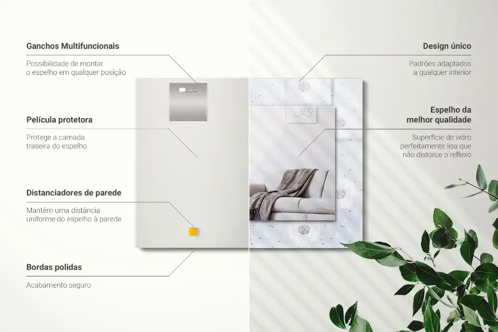 Obdĺžnikové ozdobné zrkadlo Kvety púpavy