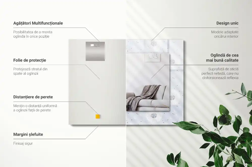 Obdĺžnikové ozdobné zrkadlo Kvety púpavy