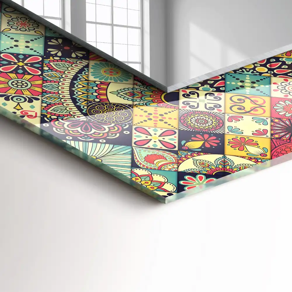 Obdĺžnikové dekoračné zrkadlo Farebné patchworkové vzory