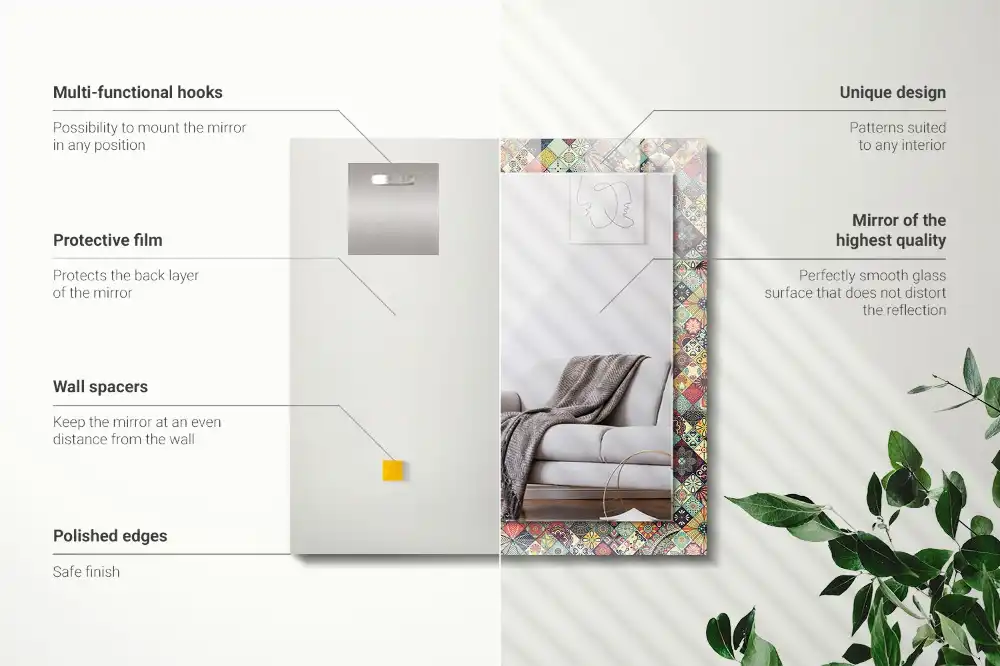 Obdĺžnikové dekoračné zrkadlo Farebné patchworkové vzory