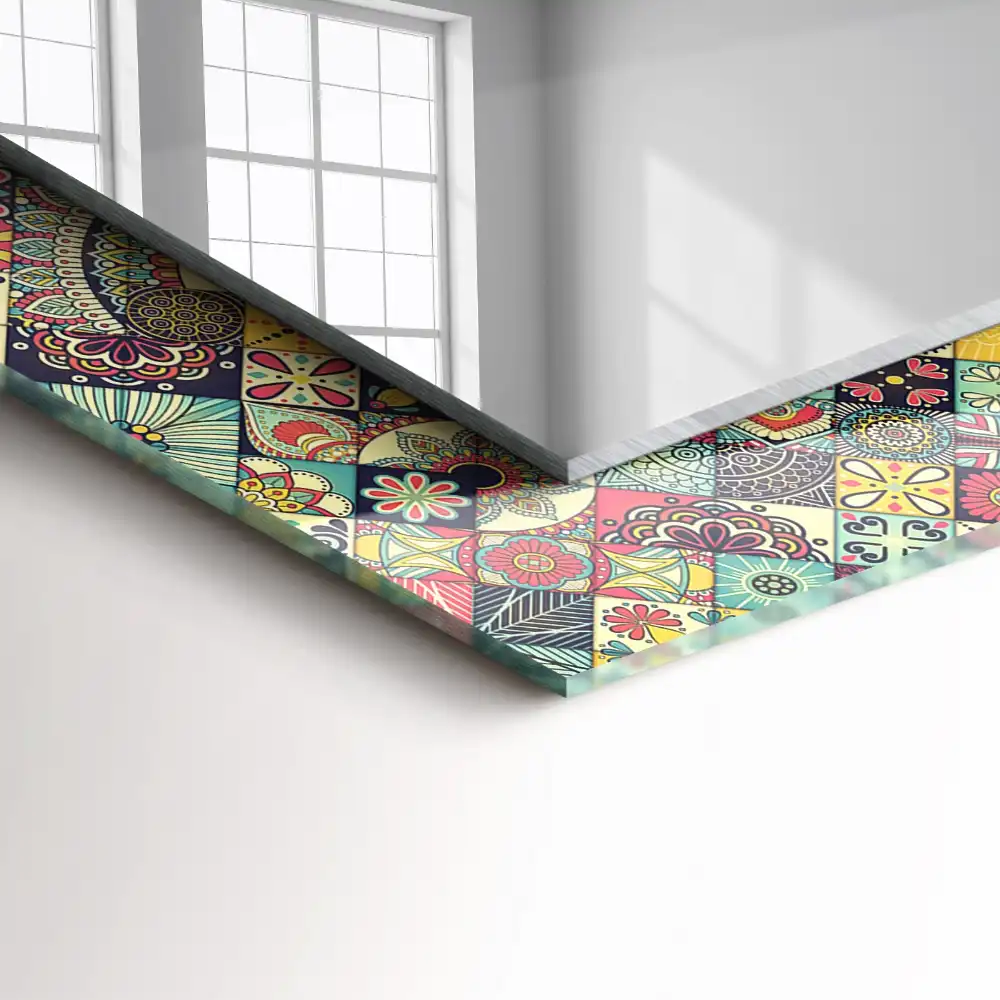 Obdĺžnikové dekoračné zrkadlo Farebné patchworkové vzory