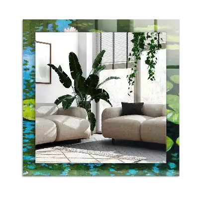 Obdĺžnikové ozdobné zrkadlo Jazierko s leknami