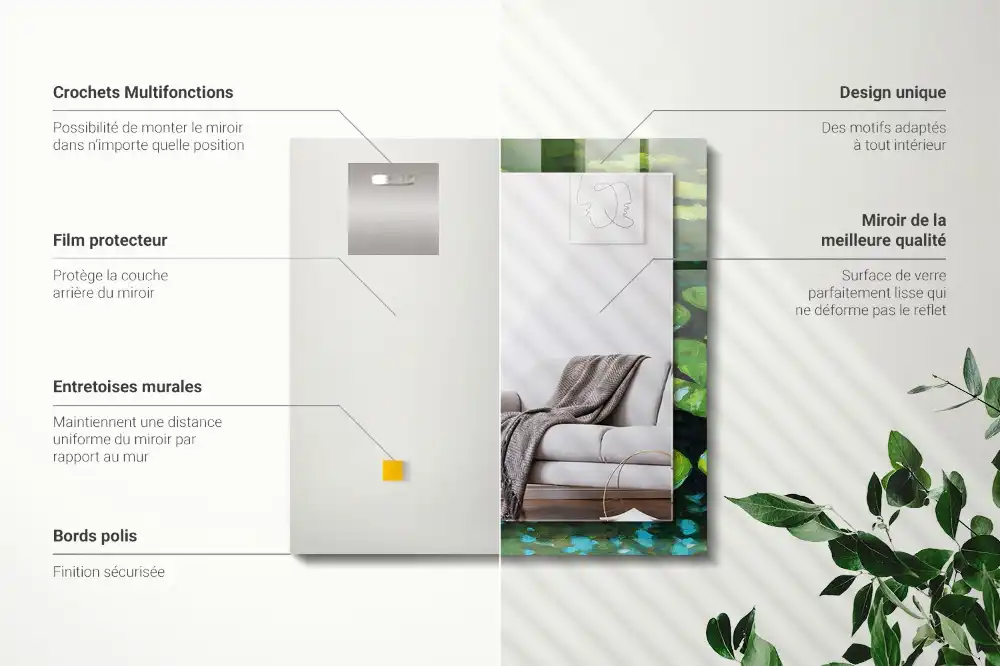 Obdĺžnikové ozdobné zrkadlo Jazierko s leknami