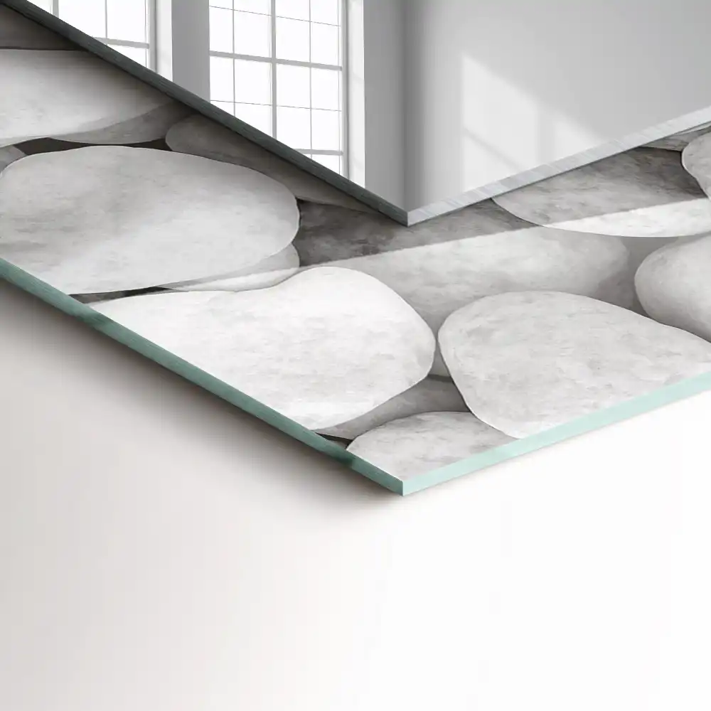 Obdĺžnikové dekoračné zrkadlo Biele hladké kamene