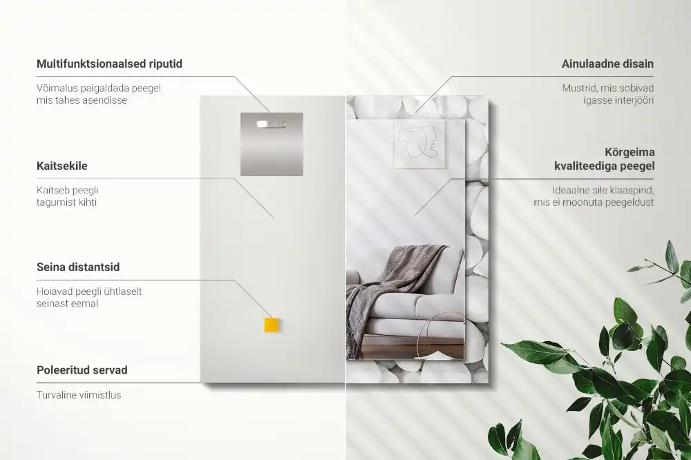 Obdĺžnikové dekoračné zrkadlo Biele hladké kamene