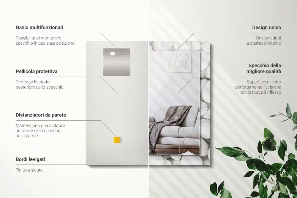 Obdĺžnikové dekoračné zrkadlo Biele hladké kamene