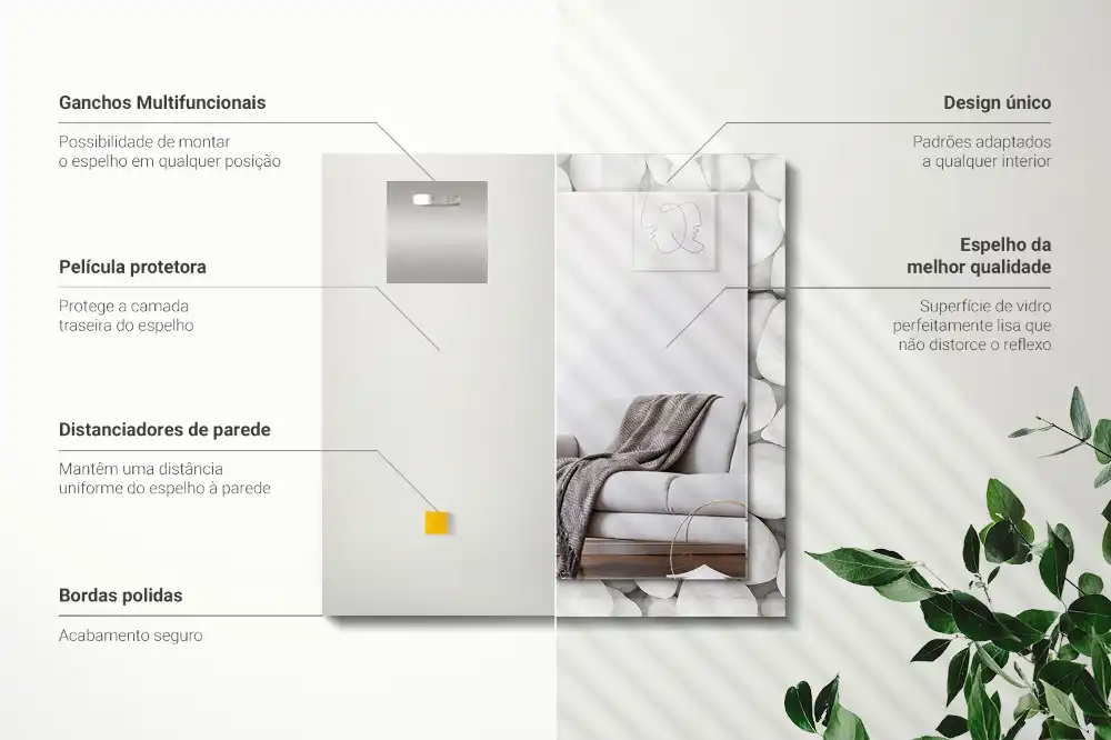 Obdĺžnikové dekoračné zrkadlo Biele hladké kamene