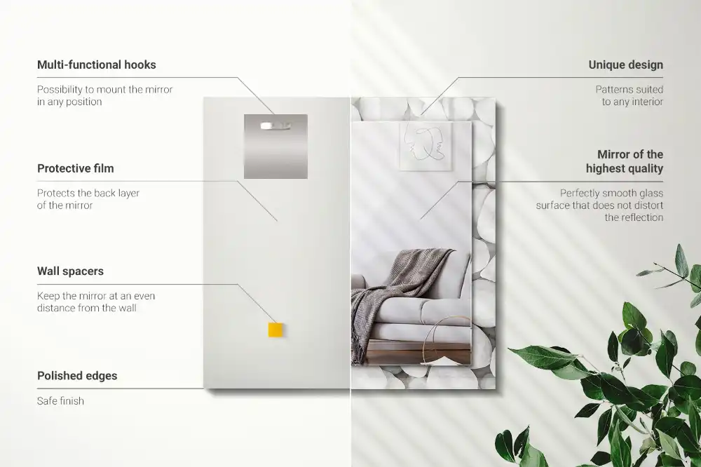 Obdĺžnikové dekoračné zrkadlo Biele hladké kamene