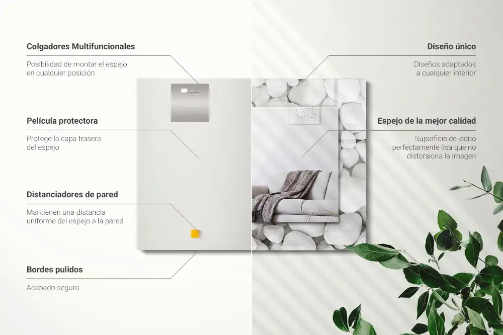 Obdĺžnikové dekoračné zrkadlo Biele hladké kamene