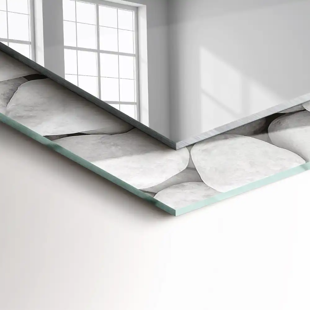 Obdĺžnikové dekoračné zrkadlo Biele hladké kamene