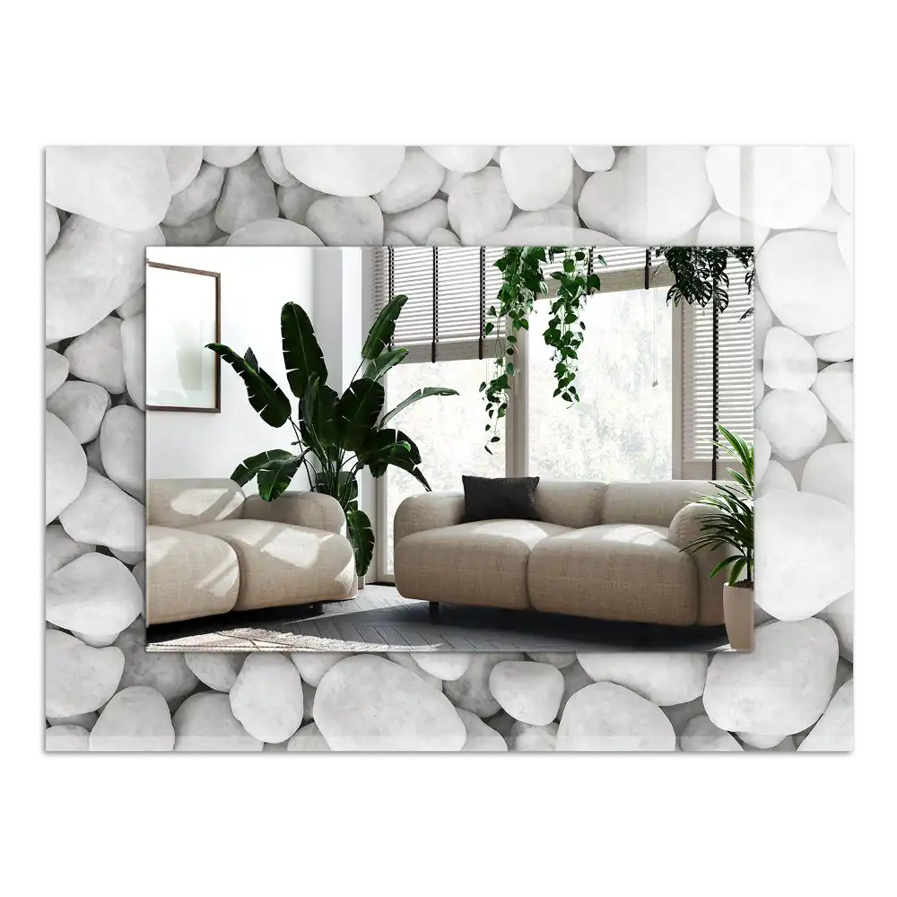 Obdĺžnikové dekoračné zrkadlo Biele hladké kamene