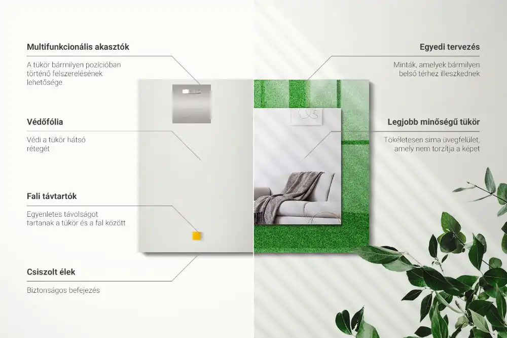 Obdĺžnikové zrkadlo s motívom Zelená tráva