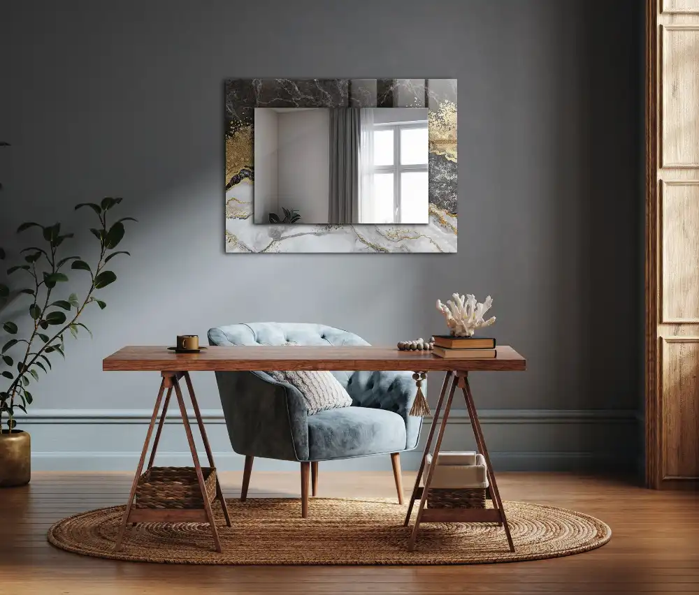 Obdĺžnikové ozdobné zrkadlo Abstraktné mramorové žily