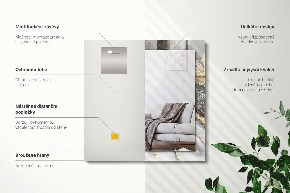 Obdĺžnikové ozdobné zrkadlo Abstraktné mramorové žily