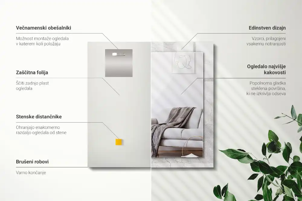 Obdĺžnikové dekoračné zrkadlo Popraskaný betónový povrch