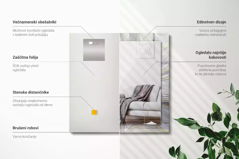 Obdĺžnikové ozdobné zrkadlo Abstraktné mramorové vzory